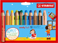 STABILO Multi-Talented Pencil woody 3 in 1 - Pack of 10 - Assorted Colors with Sharpener