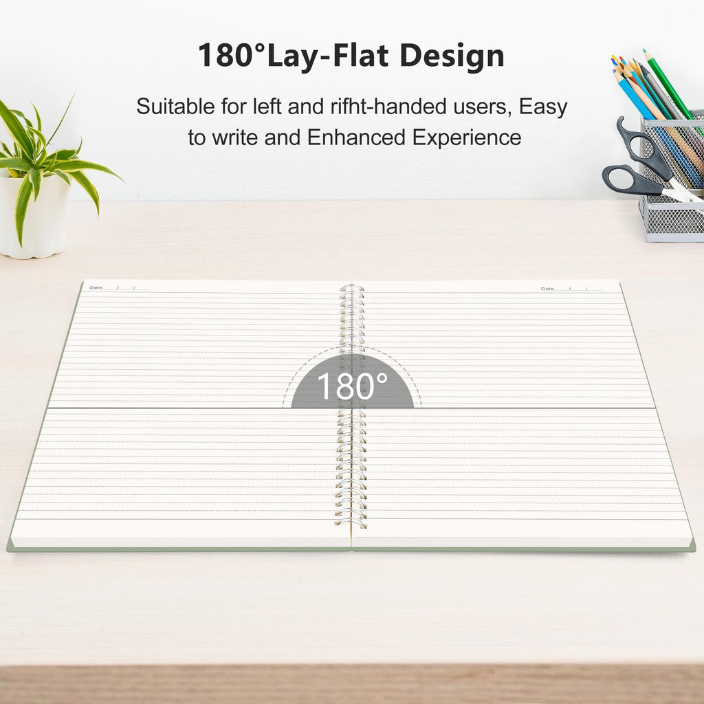 RETTACY Spiral Notebook College Ruled, 300 Pages, A5 Medium Size (14.5 x 21 cm), for School, Work, Journaling, 100 GSM Thick Paper, Flexible Plastic Cover (Black)
