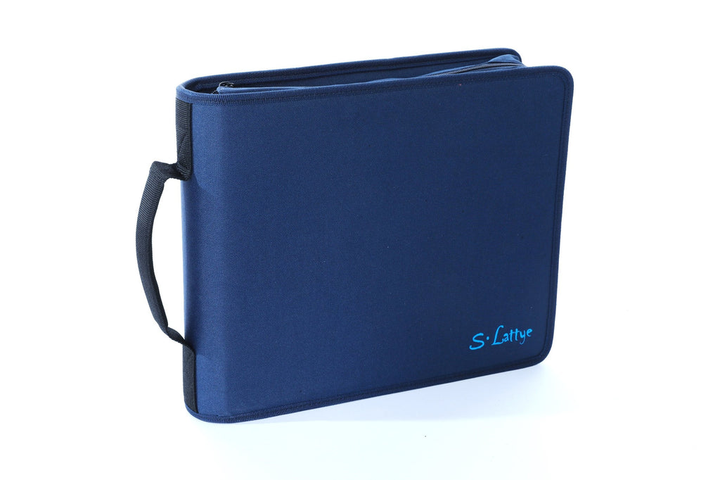 DVD CD Storage Case with Extra Wide Title Cover Pages for Blu Ray Movie Music Audio Media Disk (Portable Carrying Binder Holder Wallet Album Home Organizer)- Blue, 128 disk units, 64 booklet pockets
