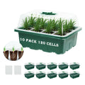 10 Pack 120 Cells Seed Starter Trays with Ventilation Holes - Reusable Seedling Starter Kit for Vegetables, Herbs, Flowers - Indoor Gardening, Plant Germination & Seed Starting (Green)