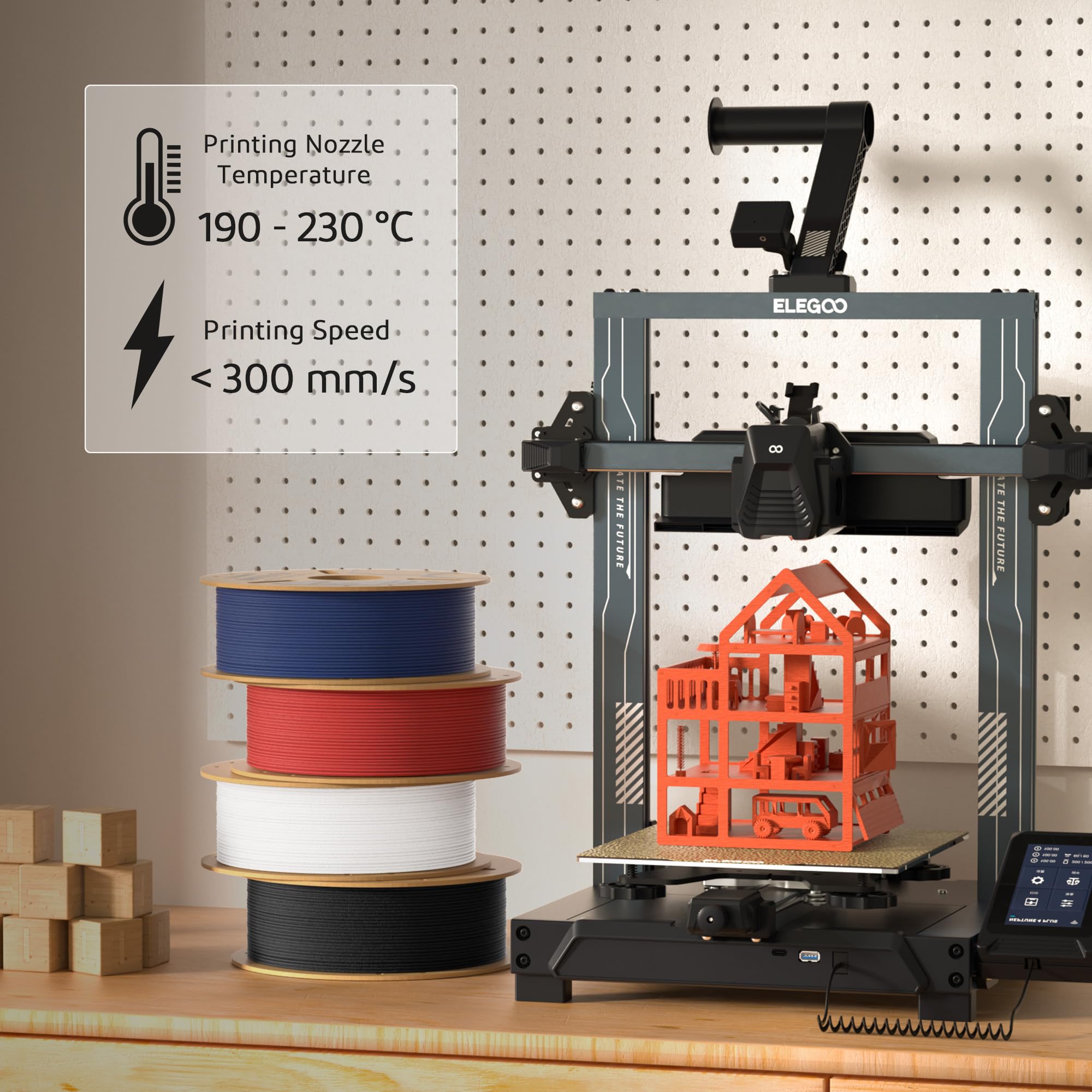 ELEGOO Matte PLA Filament Beige 1KG, 1.75mm 3D Printer Filament Dimensional Accuracy +/- 0.02mm, 1kg Carboard Spool (2.2lbs) for Most FDM 3D Printers