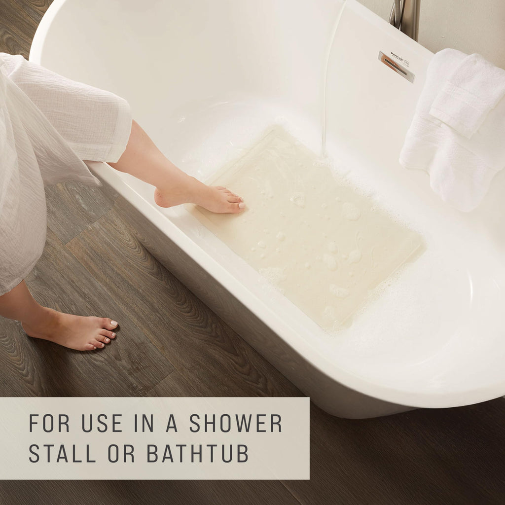 Rubbermaid Commercial Products Bath Tub and Shower Mat | Medium - 14 x 24 in. | White | Machine Washable | Safti-Grip Non-Slip Bathroom Mat with Suction Cups for Home/Hotel/Shower/Bathtub