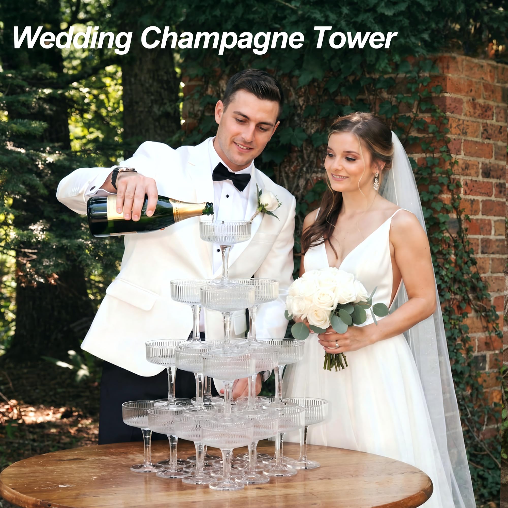 Houmury 20 Pcs 7oz Plastic Champagne Glasses Unbreakable Plastic Martini Glasses Flutes Reusable Clear Acrylic Coupe Drinkware for Wedding Birthday Party (20, Clear)
