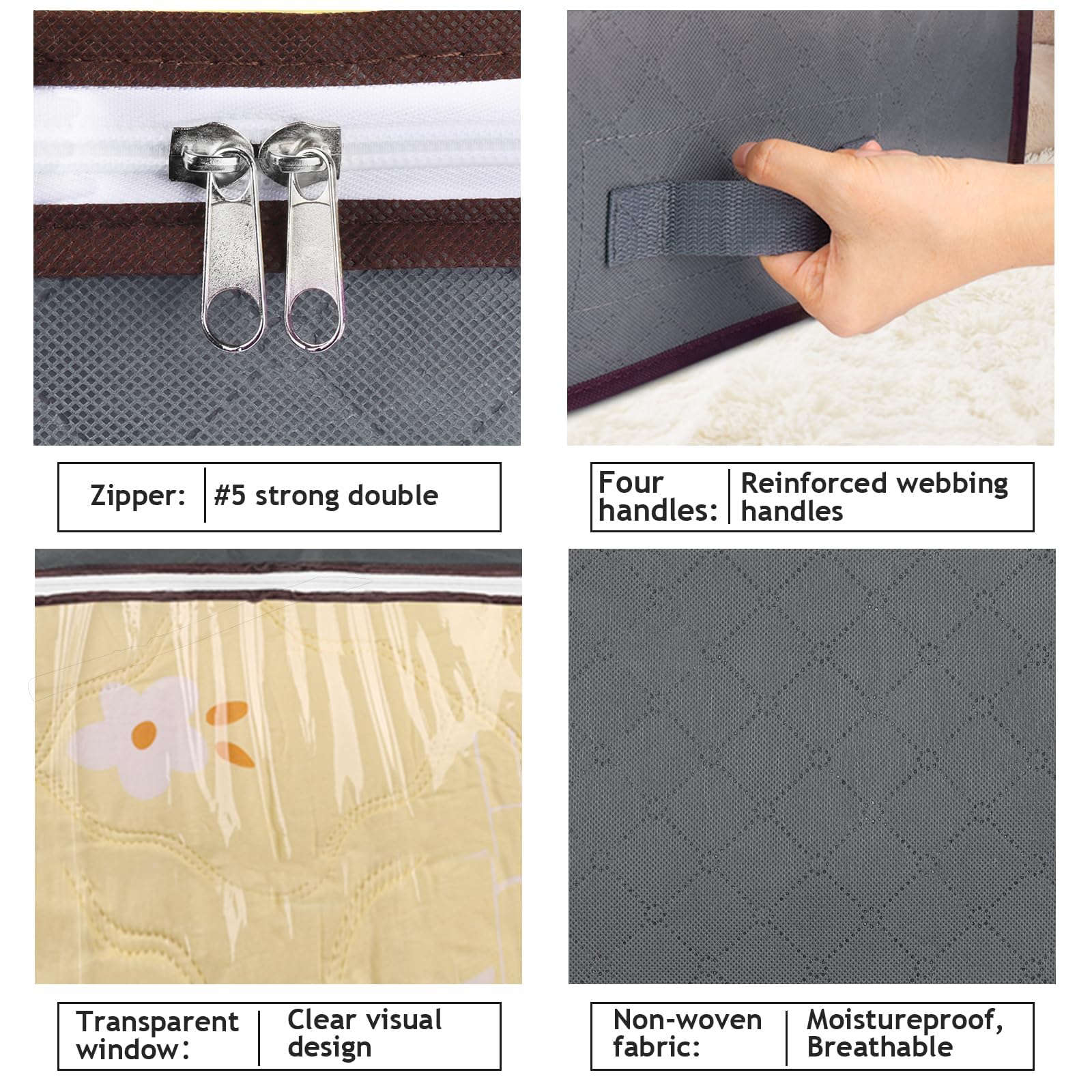 Budding Joy 90L Under Bed Storage Containers, Closet Organizers and Storage Bins, Foldable Underbed Storage Bags for Blankets, Towels, Comforter, Sweaters, Pillows, Linen Sheets, Wrapping Paper