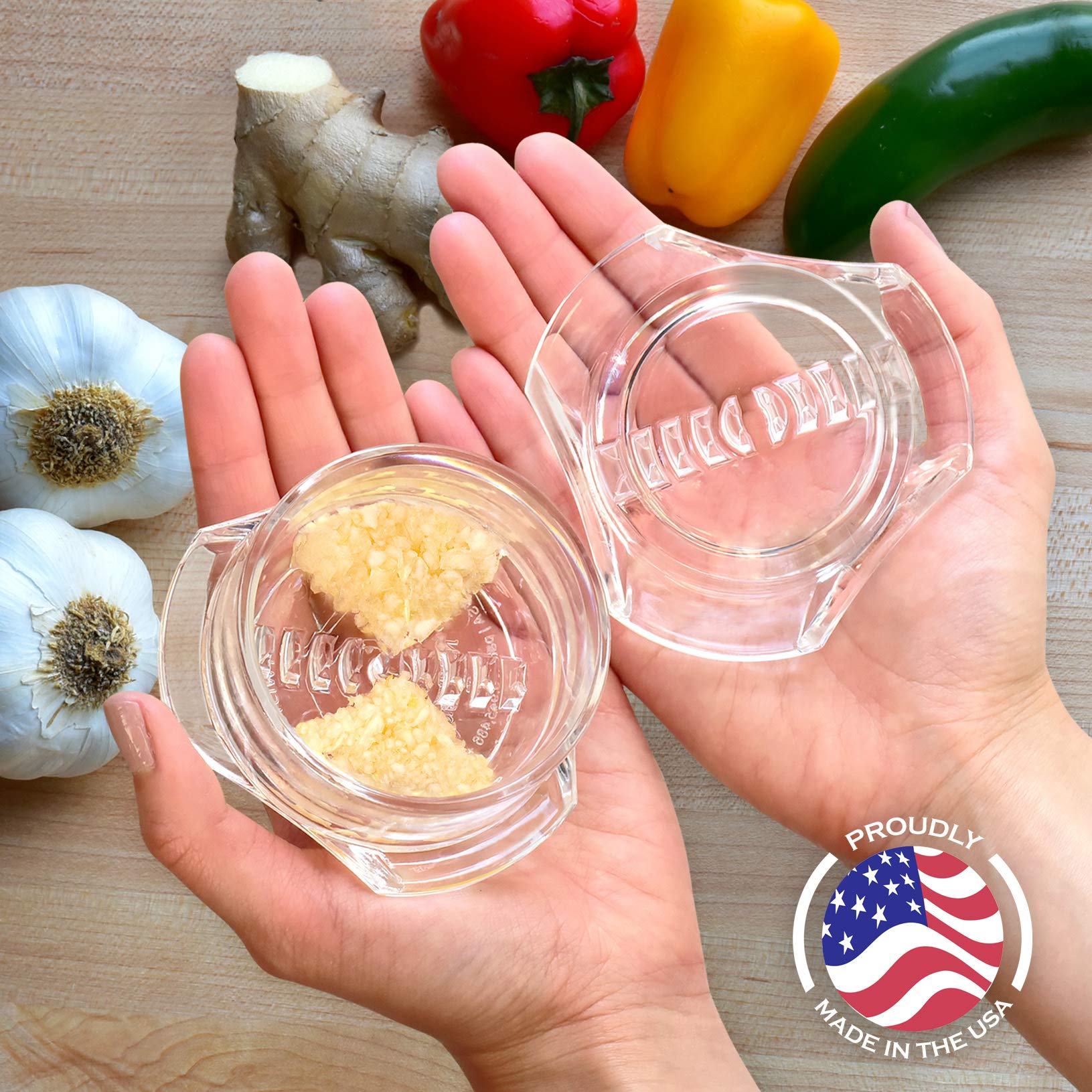 Nextrend Garlic Twister 4th Gen - Ginger, Herb, Nuts & More - Handheld Kitchen Mincer, BPA Free, Dishwasher Safe (Clear)