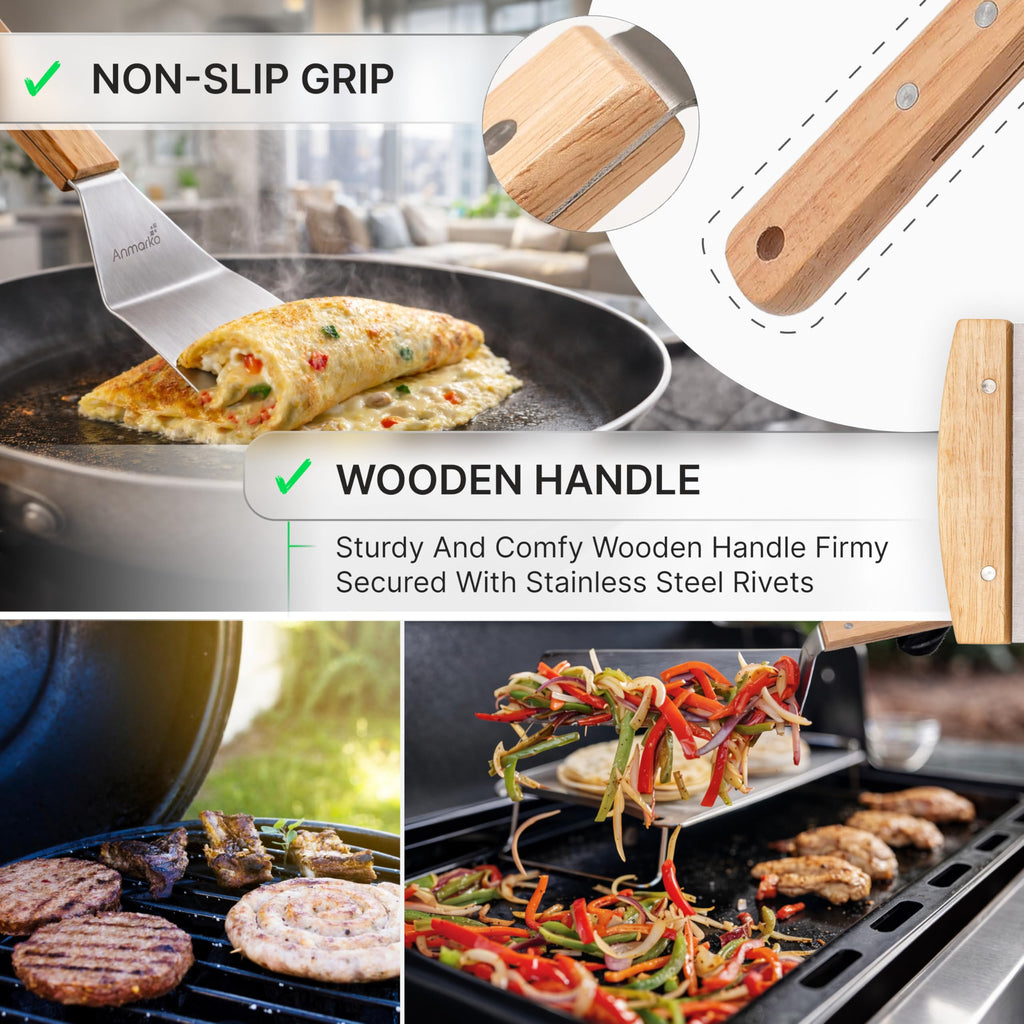 Professional Metal Spatula Set - Stainless Steel Spatula and Griddle Scraper - Heavy Spatula Griddle Accessories Great for Cast Iron Griddle BBQ Flat Top Grill - Commercial Grade
