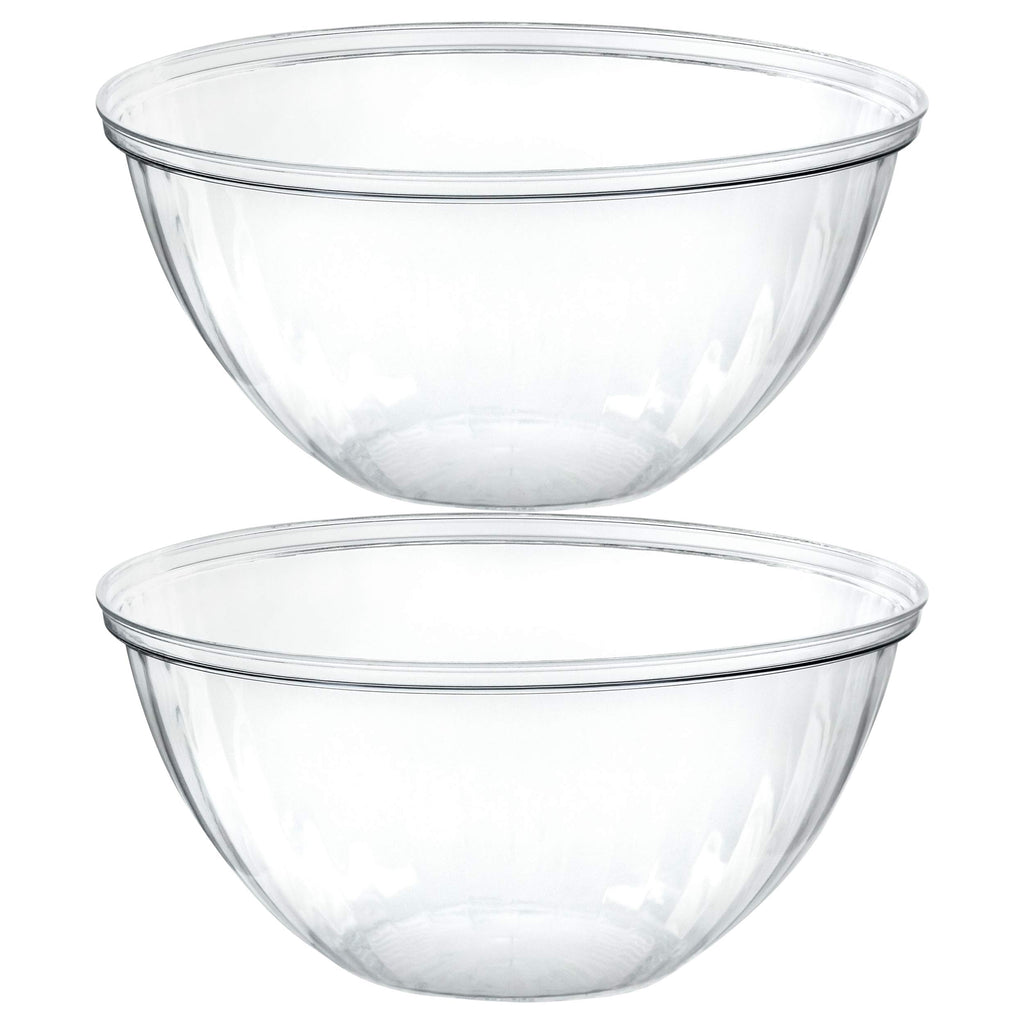 Plasticpro Disposable 150 Ounce Round Crystal Clear Plastic Serving Bowls, Party Snack or Salad Bowl, Chip Bowls, Snack Bowls, Candy Dish, Salad Container Pack of 2