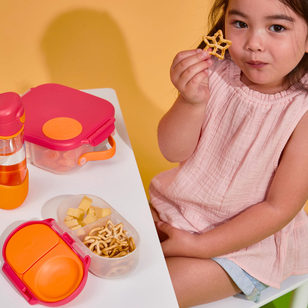 b.box Snack Box for Kids & Toddlers: 2 Compartment Snack Containers, Mini Bento Box, Lunch Box. Leak Proof, BPA Free, Dishwasher Safe. School Supplies. Ages 4 Months+ (Lemon Twist, 12oz Capacity)