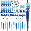 HUAAPLEVLA 12pcs DIY Beadable Pens Bulk Pens for Beads Beaded Pen Kit for Students Teacher Office Supplies DIY Making Gifts(Blue)