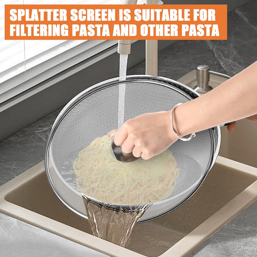 3-Pack Splatter Screens for Frying Pan - Stainless Steel Grease Splatter Guard with Foldable Knob, Ultra-Fine Mesh, Rust-Free (10", 11.5", 13") - No Oil Mess, No Burns