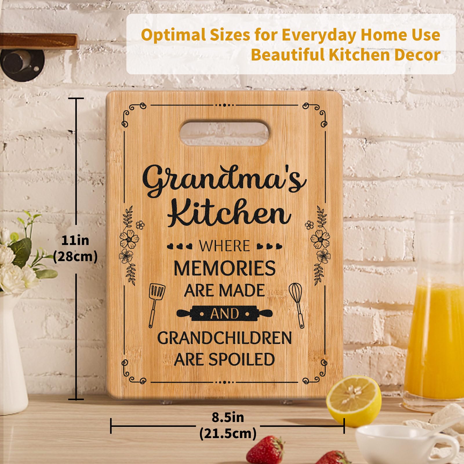 Milcier Gifts for Grandma, Birthday Gifts for Grandma, Unique Cutting Board for Grandmother from Grandchildren, Best Birthday Christmas for Nana Grandmother