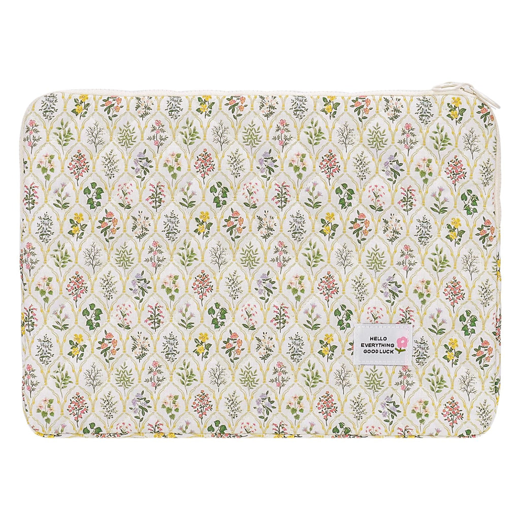 HICARRY Cute Puffy Laptop Sleeve Aesthetic Flower Print Quilted Laptop Case Puffer Cute Laptop Protective Case