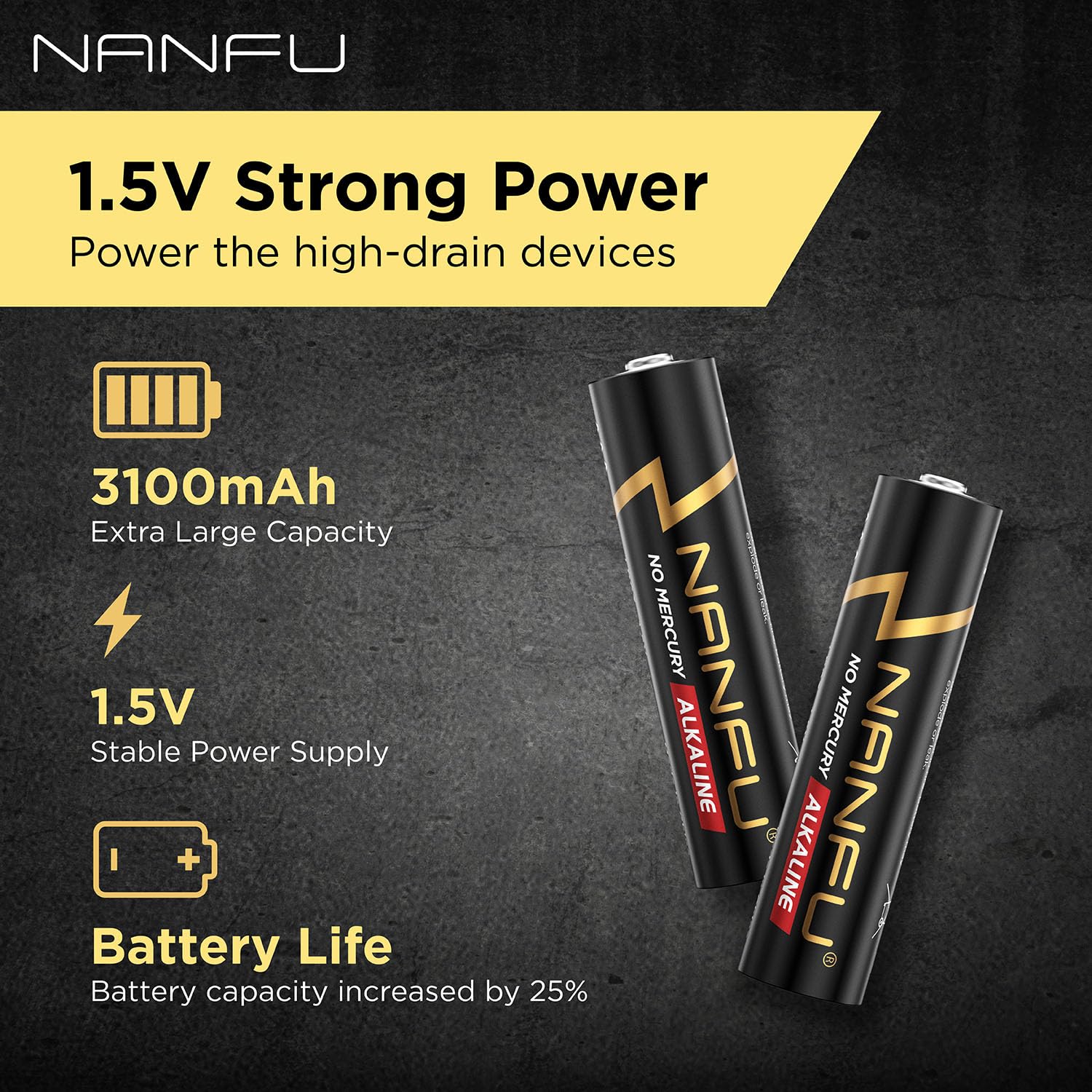 Nanfu AAA Alkaline Batteries 48 Pack, 1.5V Long-Lasting Dry Cell Battery, 10-Year Shelf Life, Leak-Resistant, Power for Remotes, Clocks, Toys, Flashlights & Home Essentials