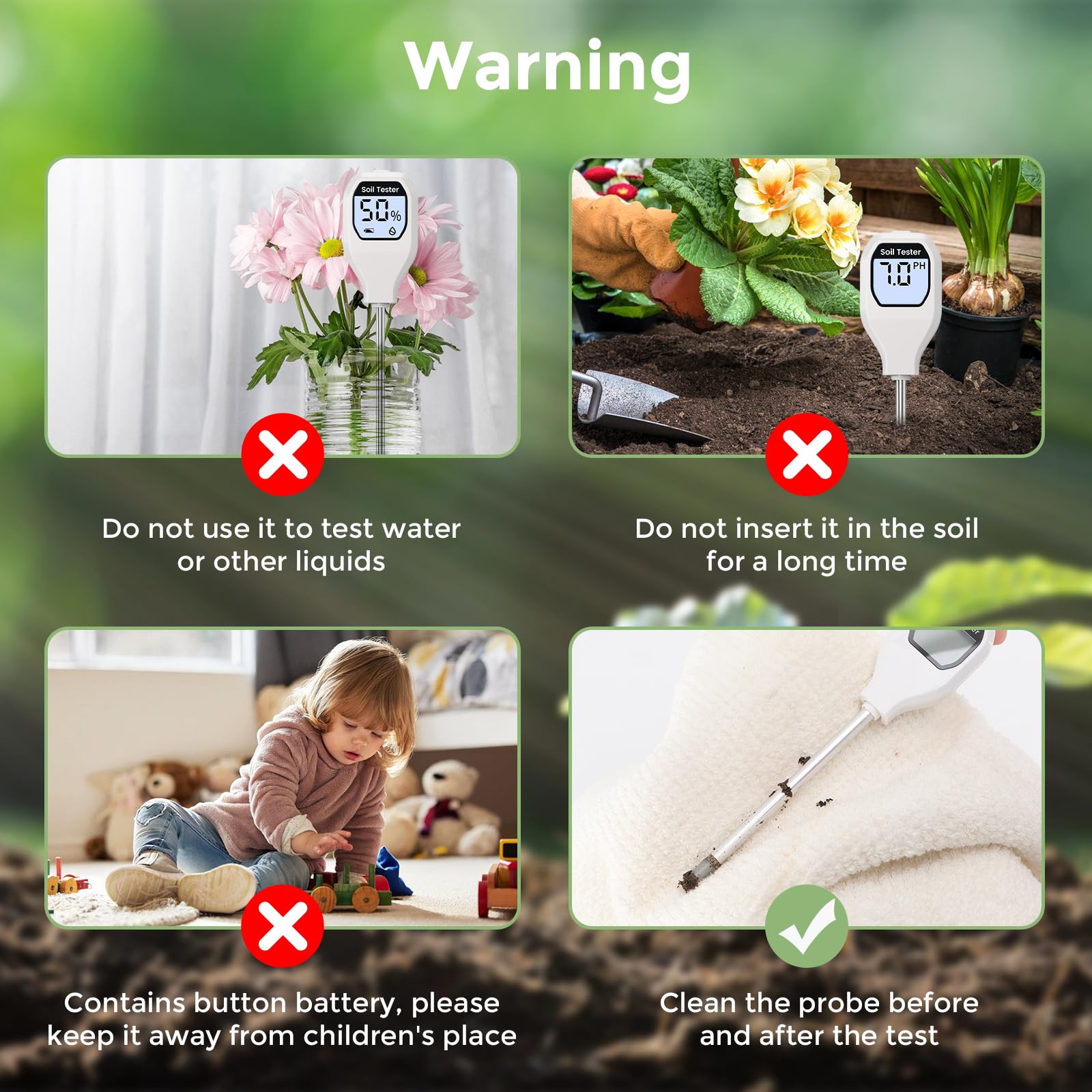 YAMRON 2-in-1 Soil Moisture Meter，Soil ph Tester Digital，Plant Water Monitor，Plant Moisture Meter for Garden, Farm, Lawn, Indoor & Outdoor