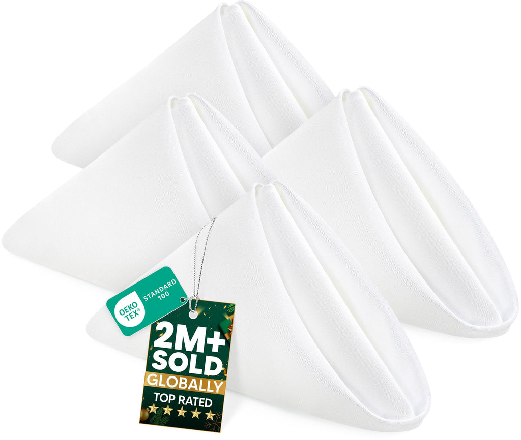 Utopia Home [24 Pack, White] Cloth Napkins 20x20 Inches, 100% Polyester Hemmed Edges, Washable and Reusable Ideal for Parties, Weddings and Dinners