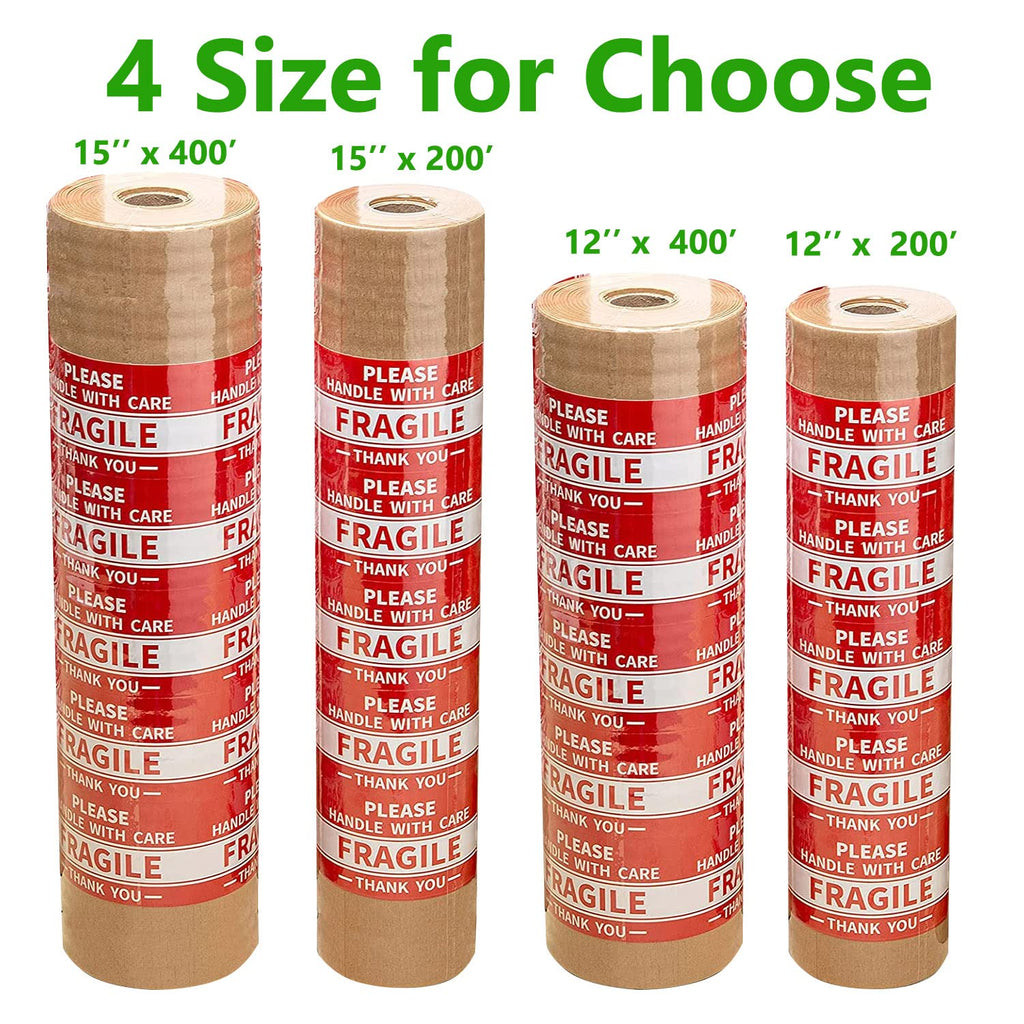 Honeycomb Packing Paper Wrap 15"x200' Sustainable Alternative to Bubble Cushioning Wrap for Moving/shipping/packing Roll with 20 Fragile Sticker Biodegradable & Fully Recylable