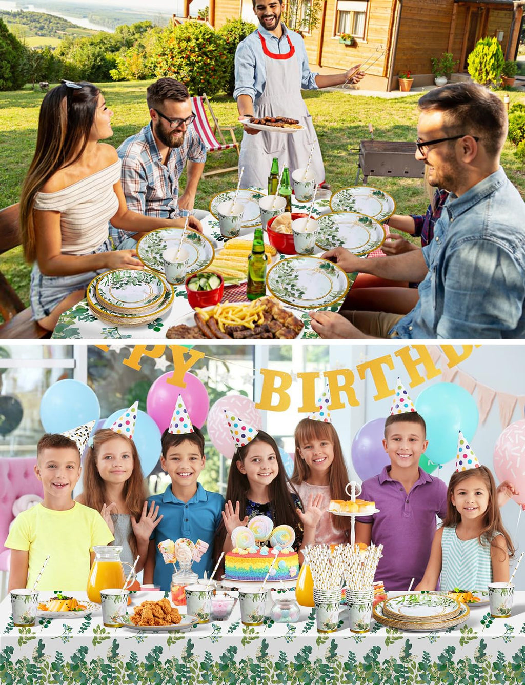 Nkaiso Paper Plates Napkins Cups Set, 121Pcs Sage Green Party Tableware, Birthday Paper Plates Cups Napkins Straws Tableware Set for Party Supplies Wedding Party Decoration -24 Guests