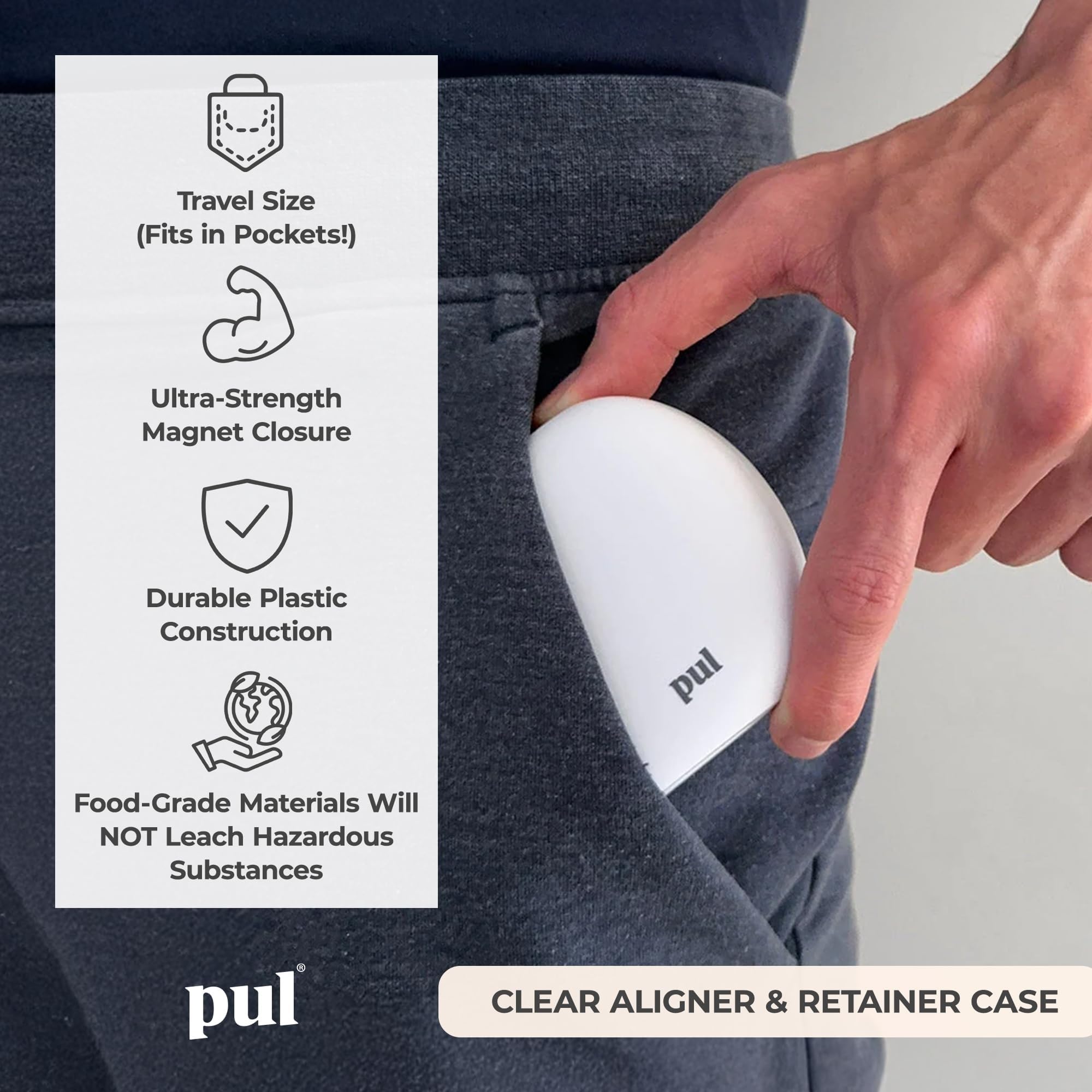 Clear Case for PUL Aligners and Retention Devices - Purple | Vented Compact Dental Storage Box for Invisalign and Retainers | BPA Free and Travel Friendly Design