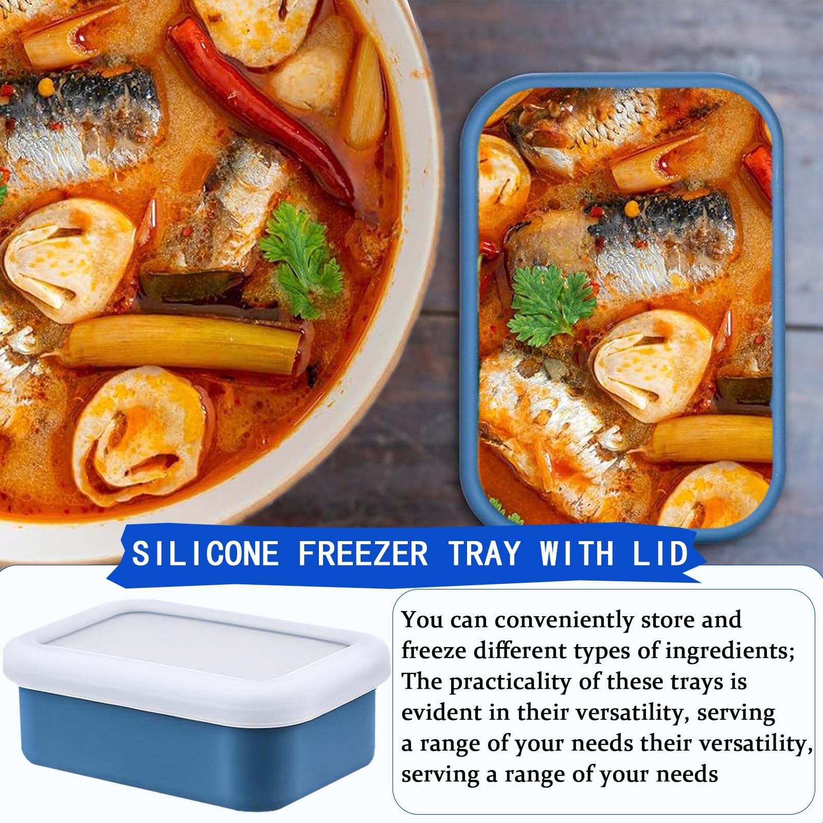 Silicone Soup Freezer Containers with Lid,8 Pcs 1 Cup Silicone Freezer Trays,Reusable Food Preserving Tray Freezing Trays for Storing and Freezing Soup, Sauce, Broth and Ice