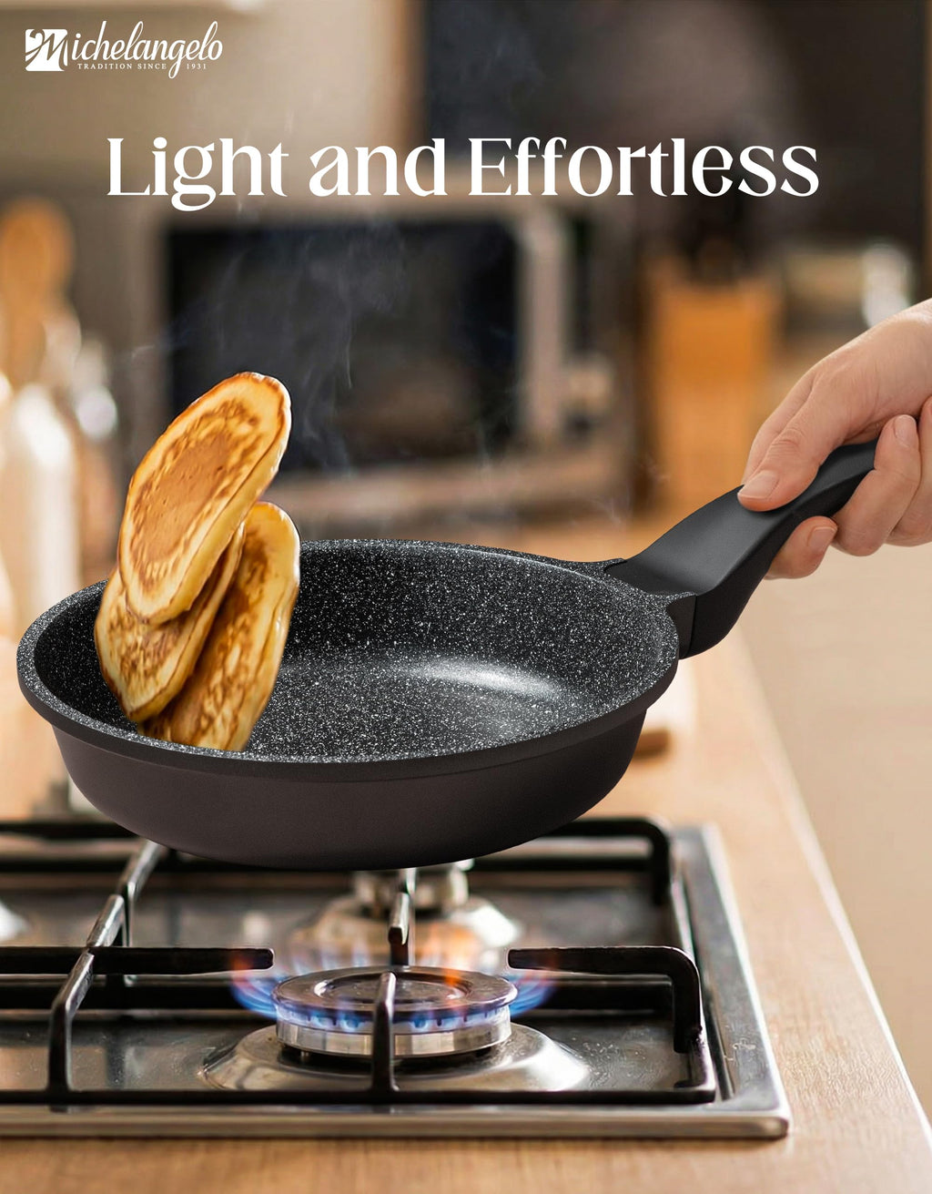 MICHELANGELO Frying Pans Nonstick - Large Non Stick Frying Pan 12 Inch | Ease of Cleaning, All Stovetops Compatible, Built to Last, Stay-Cool Handle