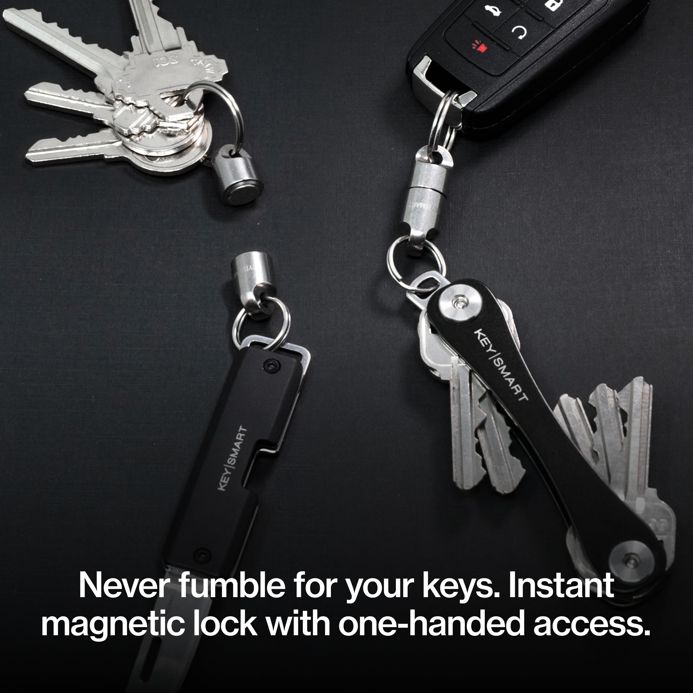 KeySmart MagConnect - Magnetic Quick Release Keychain Connector, Secure Pull-Apart Key Attachment Accessory for Bags, Purse and Belts, Gives You Easy Access to Your Keys, Car Key Fob (3 pack, Black)