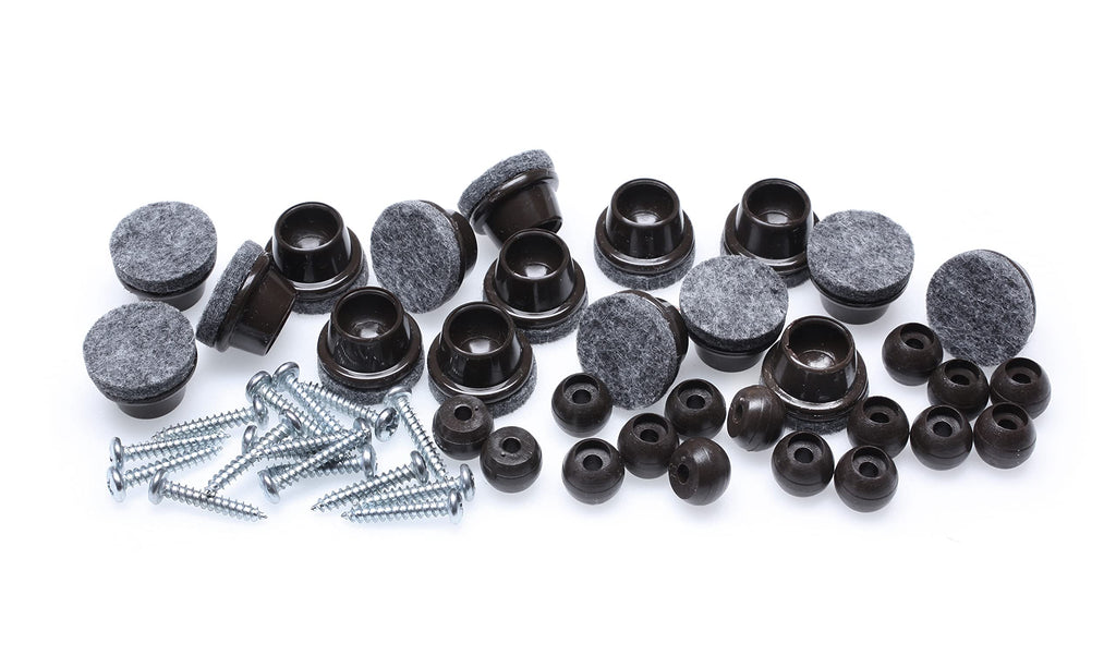 GorillaFelt Swivel Glide Felt Sliders for Chairs (16 Pack) Screw-On Floor Protectors for Angled Furniture Legs, 1 Inch Felt Glides (25mm Round), CB259-16
