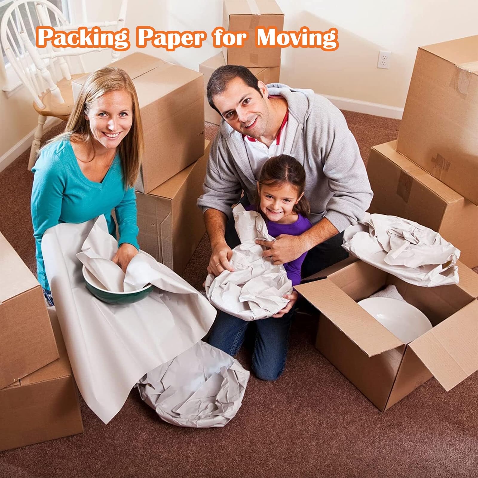 100p Packing Paper Sheets for Moving 2lb Newsprint Wrapping Paper for Shipping Box Filler Moving Packing Supplies for Protecting Fragile Items (21.2x14.9in)