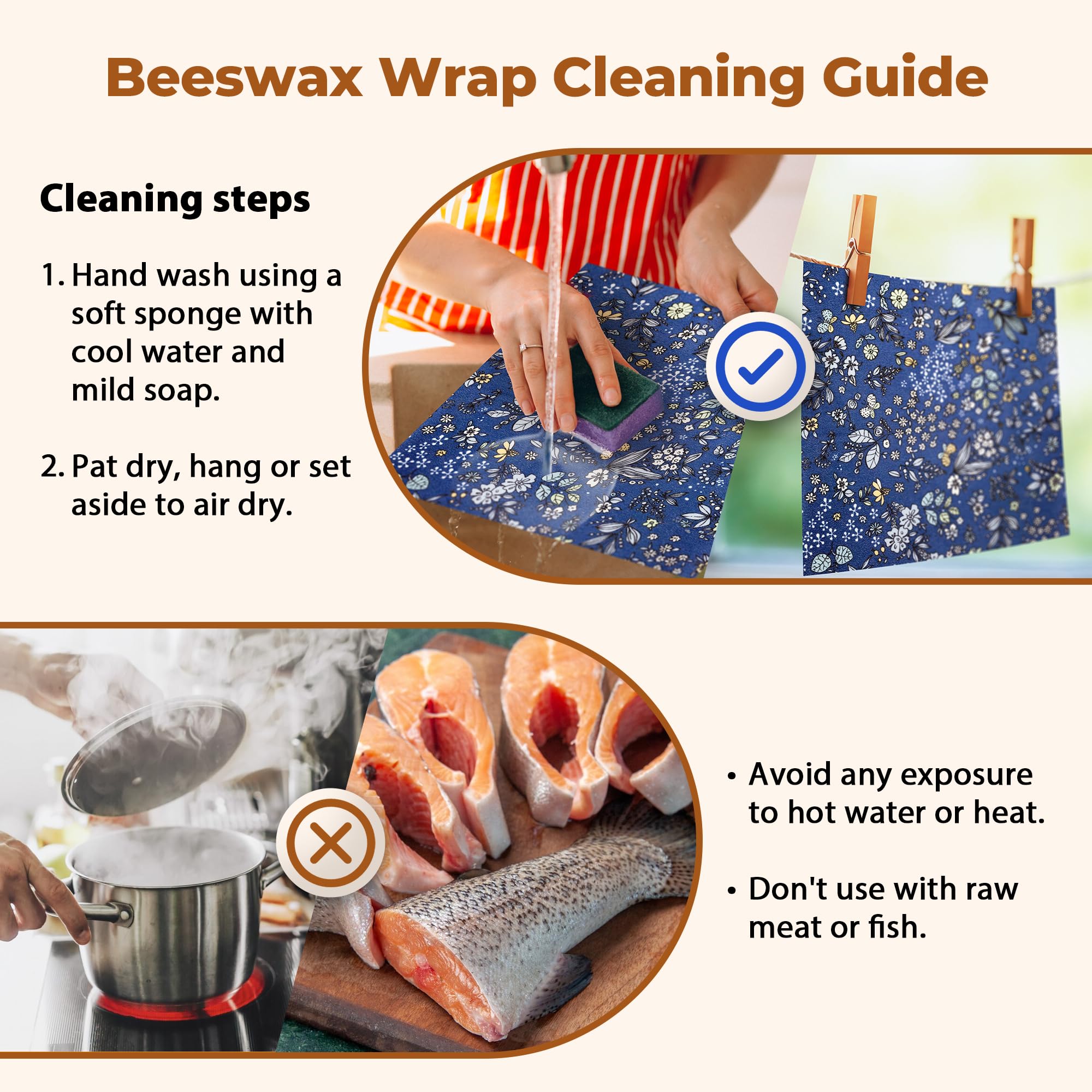 OHIYO Reusable Beeswax Wraps for Food, 9 Pack Organic Cotton Beeswax Paper (1XL+3M+5S), Bread Sandwich Wrap, Suitable for Bowls, Fruit, Cheese, Burger
