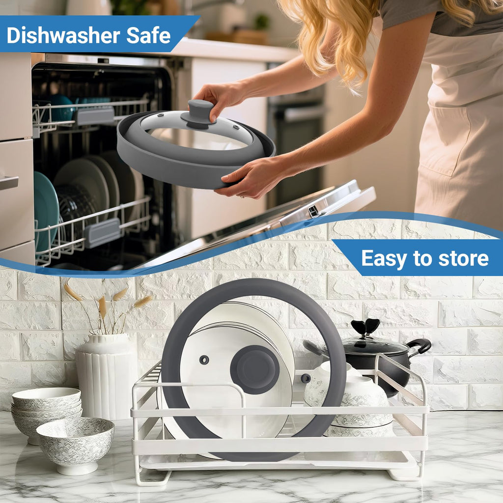 Glass Microwave Cover for Food, 10.5 inch Collapsible Microwave Cover, Glass Microwave Splatter Cover, BPA Free and Non-Toxic,Collapsible Silicone Microwave Food Covers Splatter Guard, Dishwasher Safe
