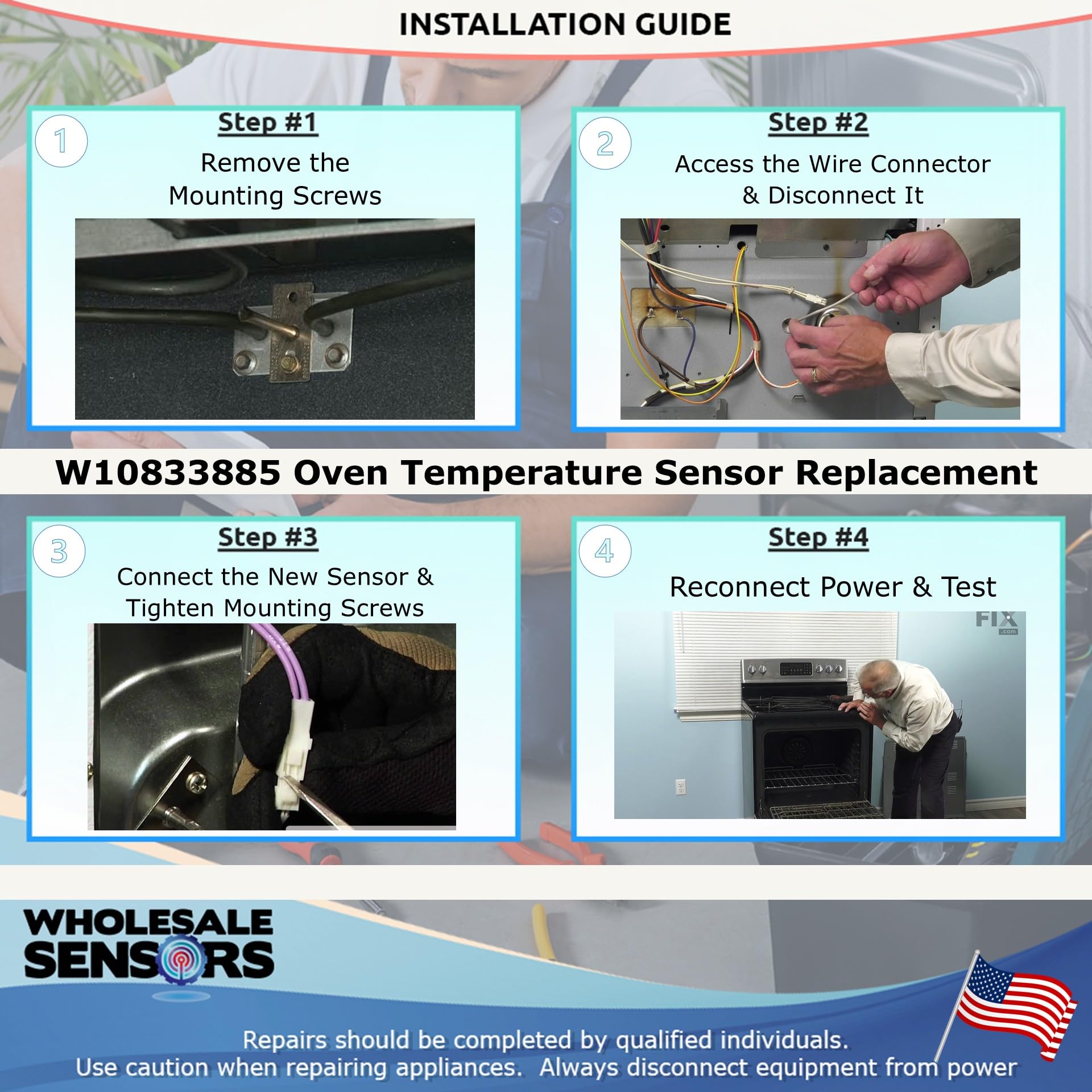 Whirlpool W10833885 or W10586204 Replacement Oven Temperature Sensor 12 Month Warranty