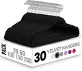 Utopia Home Velvet Hangers 30 Pack, Heavy Duty, Non-Slip, Space Saving Felt Clothes Hangers with 360° Hook & Notches (Black)