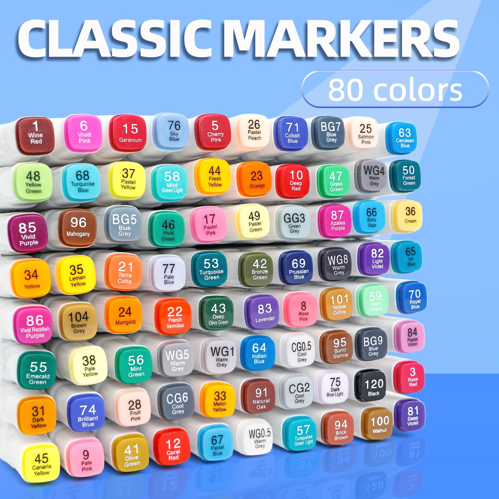 Flavery 80 Colors Alcohol Markers Set, Fine & Chisel Tip Art Markers Permanent for Drawing, Coloring & Painting with Carry Case, Ideal Art Supplies Gift for Adults & Beginner Artists