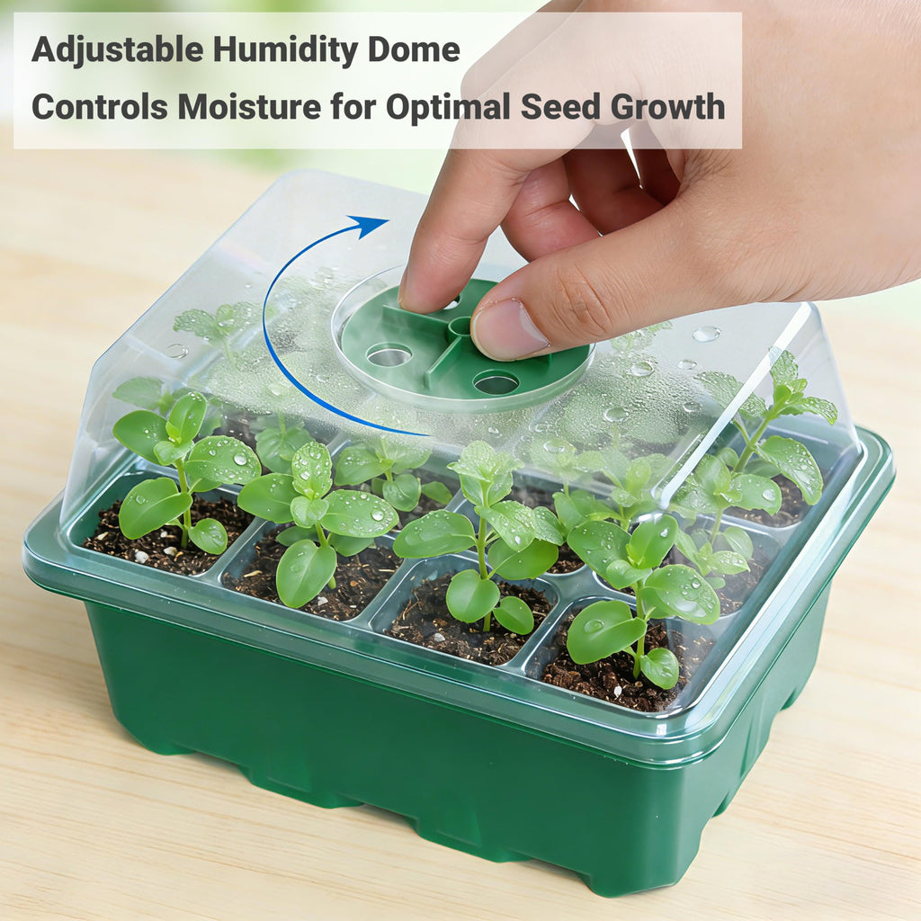 10 Pack 120 Cells Seed Starter Trays with Ventilation Holes - Reusable Seedling Starter Kit for Vegetables, Herbs, Flowers - Indoor Gardening, Plant Germination & Seed Starting (Green)