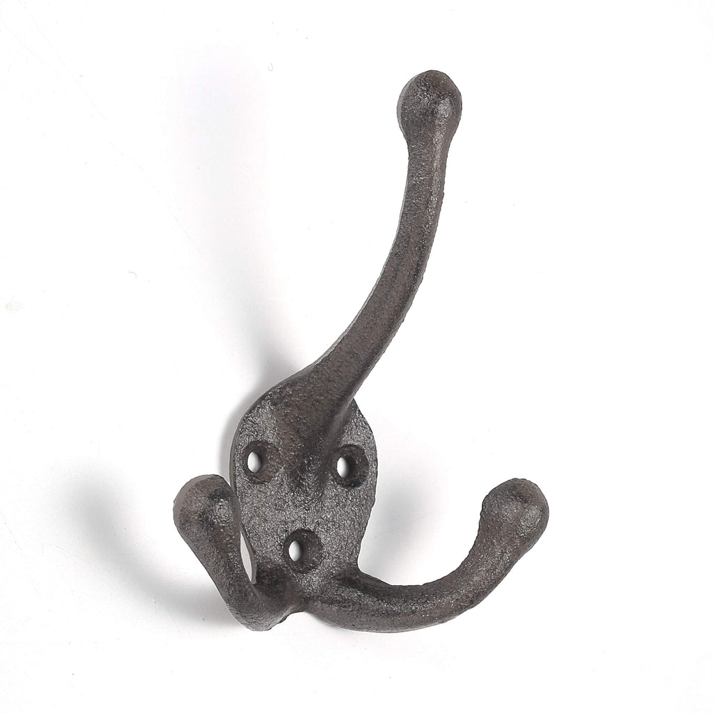 Iron Cast TriLeg Hook, Heavy Duty Big Triple Leg/Double Coat Hooks Base. Entryway Coat Hooks, Scarf and Jacket Hangers.Perfect Bath Towel Heavy Hooks (5 Pack, Antique Black) by Ambipolar
