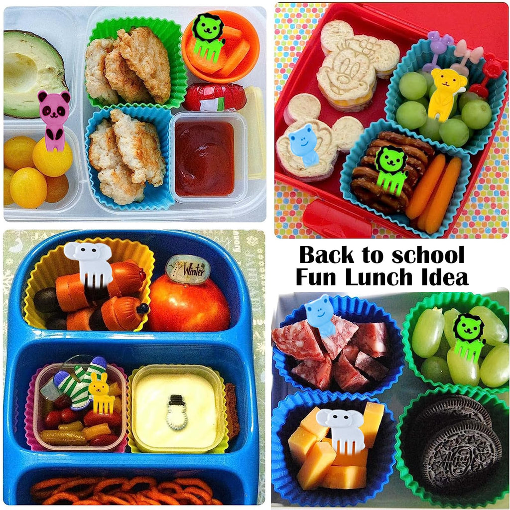 60 Pcs Silicone Lunch Box Dividers bento Box Accessories Silicone Cupcake Liners,Bento Lunch Box Dividers with Food Picks for Lunch Containers