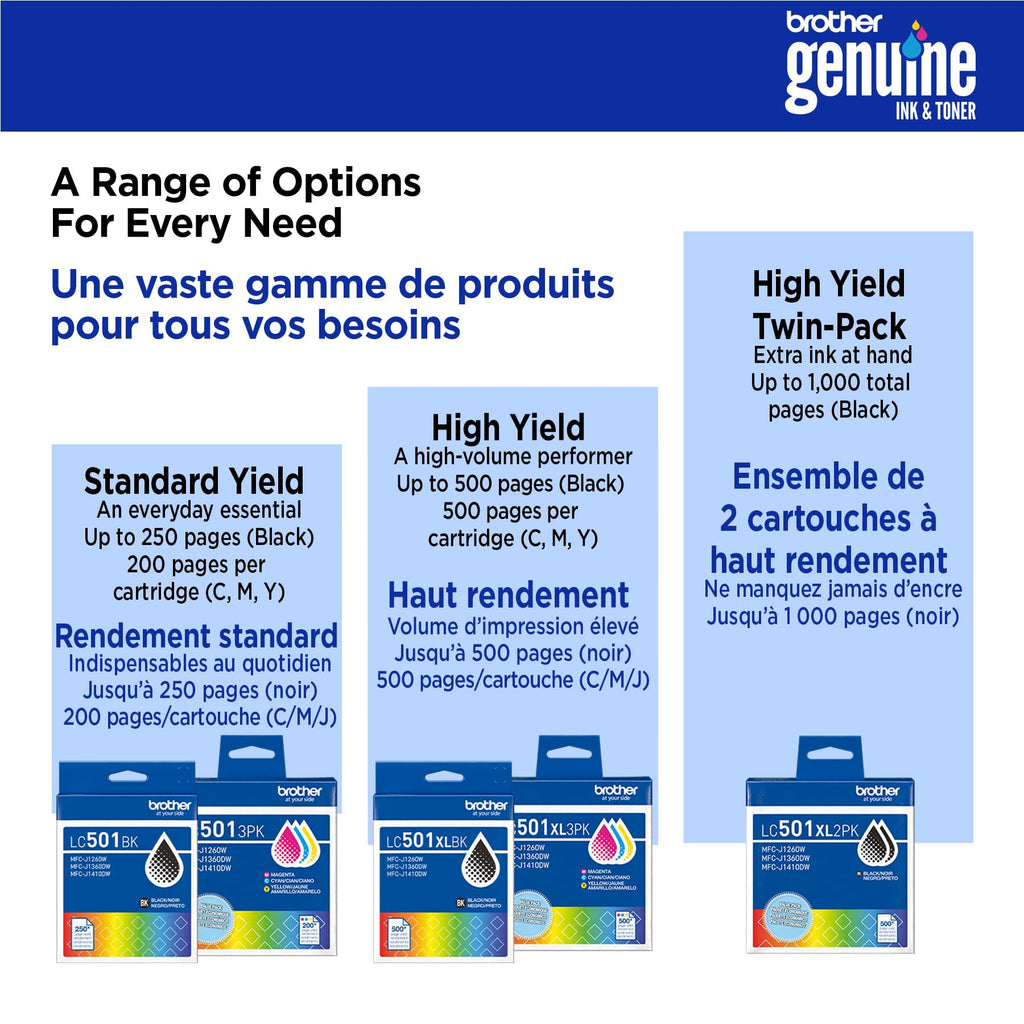 Brother Genuine LC501BKS Standard Yield Black Ink Cartridge for Brother Printer MFC-J1260DW, MFC-J1360DW, MFC-J1410DW