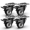 2 inch Swivel Caster Wheels,Heavy Duty Plate Casters with Safety Brake Total Capacity 600lbs (Pack of 4)