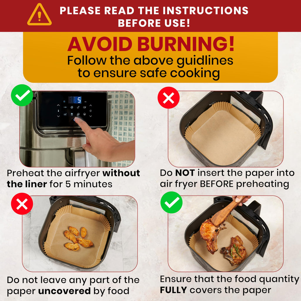 Air Fryer Liners, 125Pcs Disposable Parchment Paper Liners – Non-Stick and Oil Proof for Easy Cleanup – 8” Square for 5-8 qt Basket by Baker's Signature
