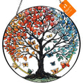Tree of Life Sun Catcher Suncatcher - Indoor/Outdoor Stained Glass Window Hanging, Handmade Gift for Home Garden Christmas Wedding Housewarming Decor (6.31x6.31 in)
