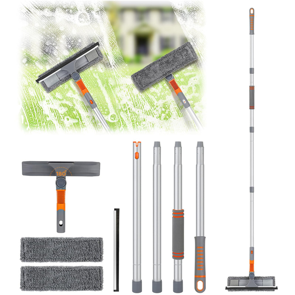 Window Cleaning Tools - Squeegee Window Cleaner - 2-in-1 Multifunctional Shower Squeegee Extendable - Windows Washing Tools for Outdoor Indoor Car