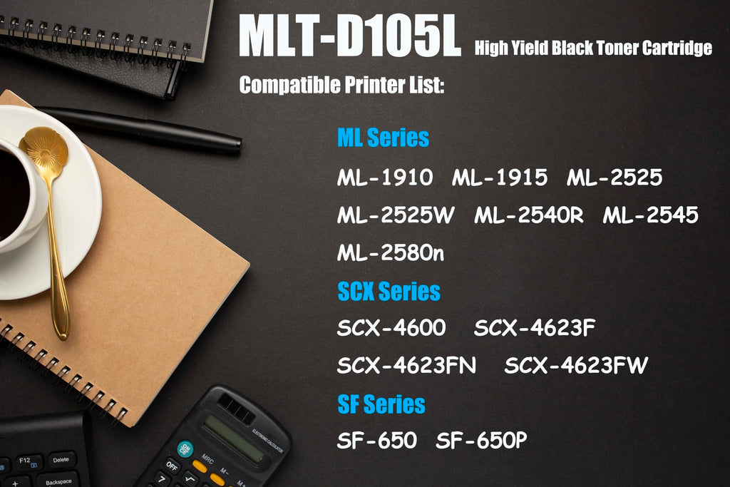 Ultra Toner® Compatible Replacement for Samsung MLT-D105L Toner Cartridge D105L mltd105 mlt-d105l for ML-1910 1915 ML-2525 2525W 2540R 2545 2580n SCX-4600 SCX-4623F 4623FN 4623FW SF-650 650P (1 Pack)