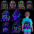 12 Pcs Neon Drawstring Gift Bags Glow Backpacks Goodie Bags Glow Party Supplies Favor Bags for Birthday Party Let’s Glow Party Decorations Glow in The Dark Party Supplies