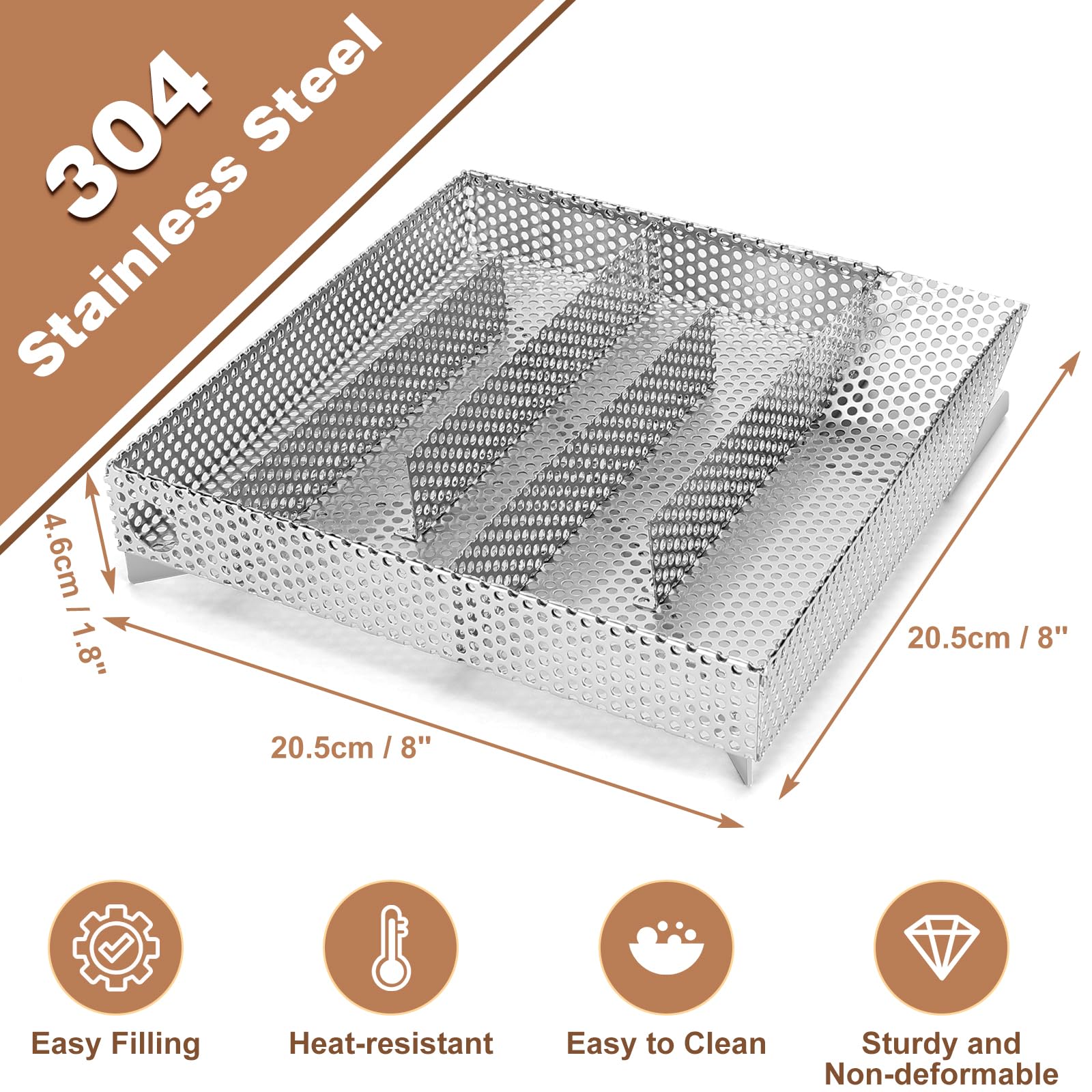 WADEO Newly Upgraded Pellet Smoker, Cold Smoke Generator for BBQ Grill Hot or Cold Smoking, Ideal for Smoking Meat, Fish, Cheese, Square