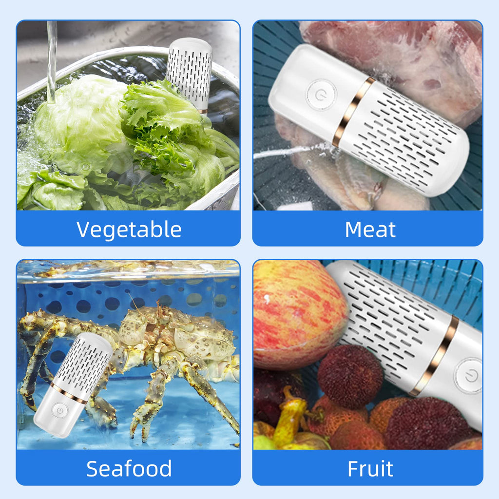 Fabenix Fruit and Vegetable Cleaning Machine, USB Wireless Food Purifier, Cleaner Device for Washing Fruits, Vegetables, Rice, Meat and Tableware (White)