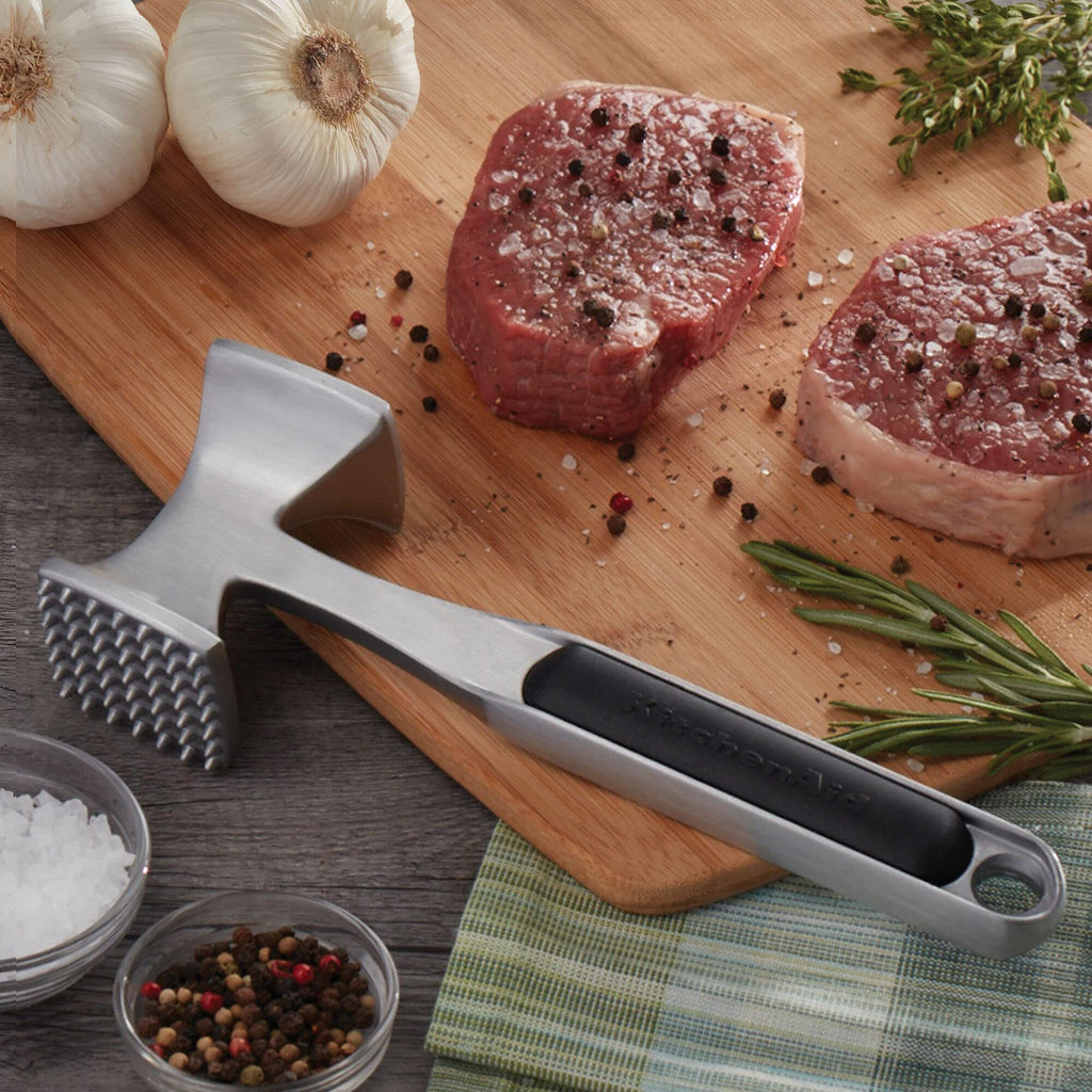 KitchenAid - Meat Tenderizer, Gourmet Meat Tenderizer Hammer with Dual Sides & Ergonomic Handle - Ideal for Chicken, Beef, Pork, Cutlets, Nuts, & More