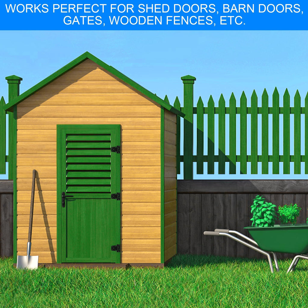 Heavy Duty Gate Hinges 3.5 inch 4 Pack Extra Thick Industrial T Hinges Barn Door Hinges Shed Door Hinges for Large Wooden Gates Wood Fence Outdoor - Black Iron Finish (Screws Included)
