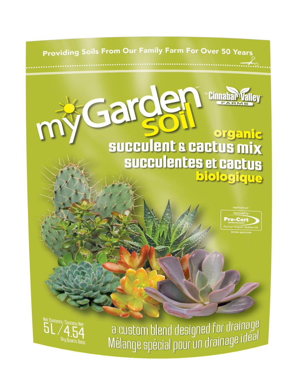 myGarden Organic Succulent & Cactus Soil Mix - 5L | Premium Drainage Blend for Thriving Gardens | Pro-Cert Approved | Nutrient-Rich Formula for Healthy Growth