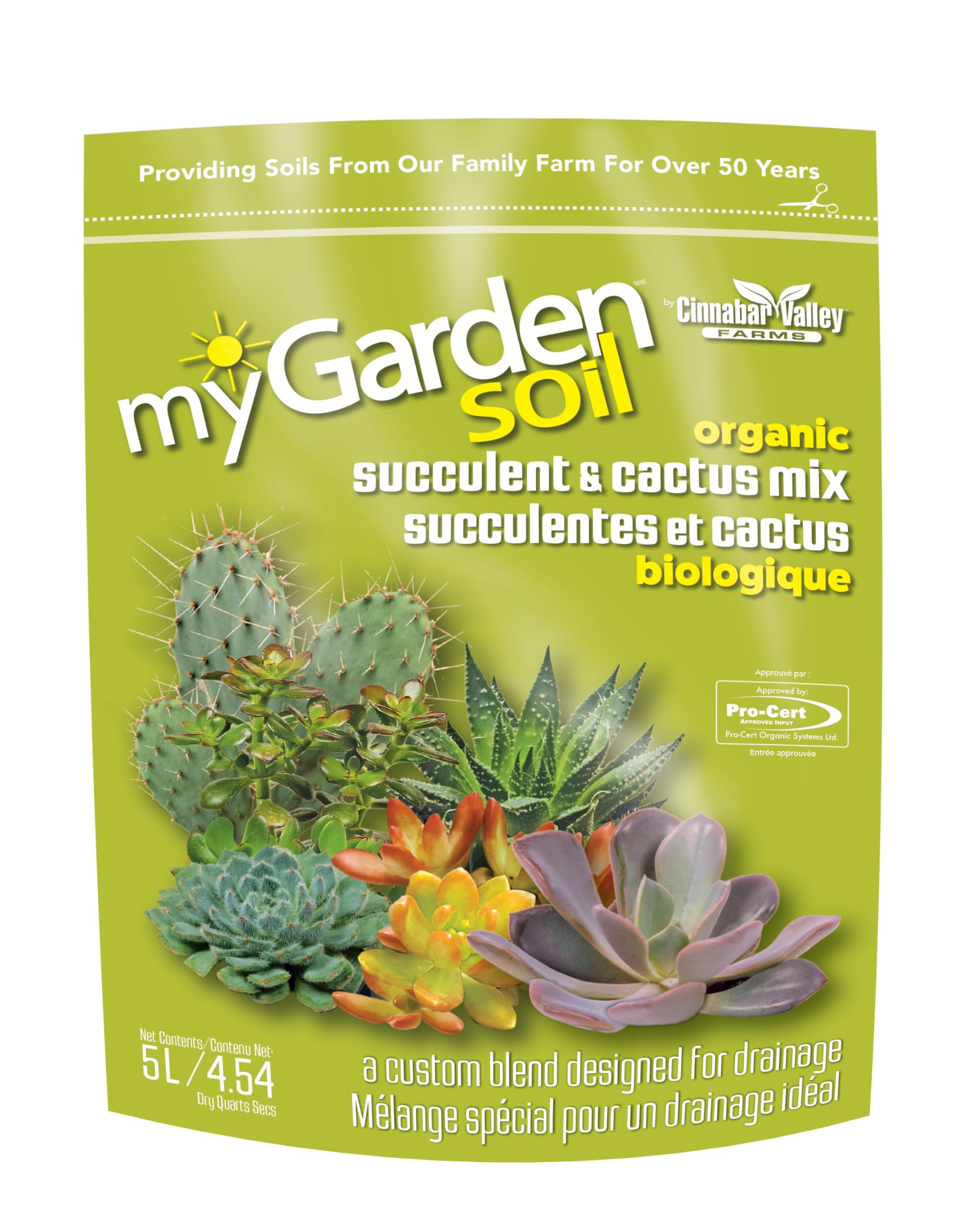 myGarden Organic Succulent & Cactus Soil Mix - 5L | Premium Drainage Blend for Thriving Gardens | Pro-Cert Approved | Nutrient-Rich Formula for Healthy Growth