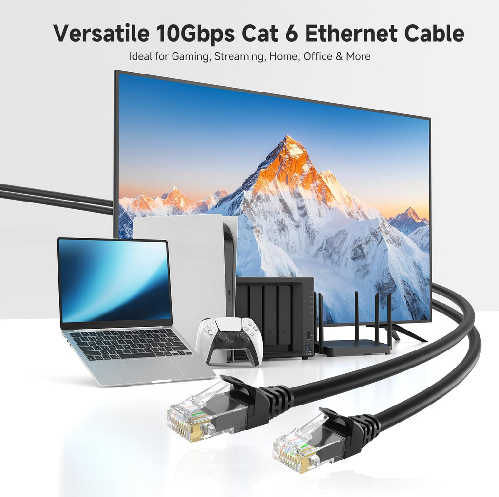 Cable Matters 10Gbps Snagless Cat 6 Ethernet Cable 30 ft (Cat 6 Cable, Cat6 Cable, Internet Cable, Network Cable) in Black - Available 20ft - 150ft in Length