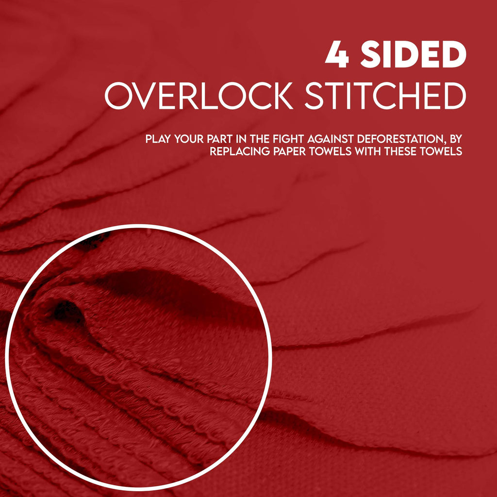 CH Cotton Shop Towel – Absorbent Shop Towels (14" x 12" - Pack of 100 - Red) Multipurpose Cleaning Towels for Automobiles, Industries, Garages, and Homes